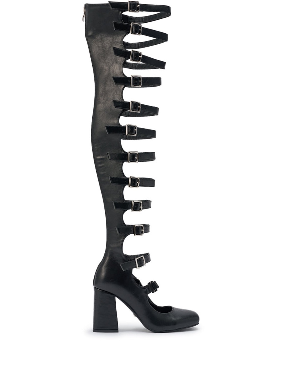 AKIRA AKIRA GOLD YVETTE BLACK OVER THE KNEE MARY JANE BOOT Size 8.58.5 - Picture 8 of 11